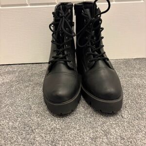 Primark Women's Black Lace-Up Moto Boots